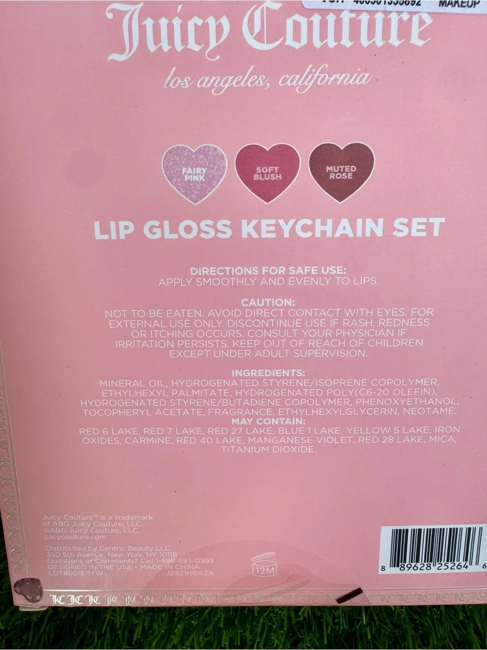 Juicy Couture Pink Lip Gloss Keychain Set with Heart Shades
